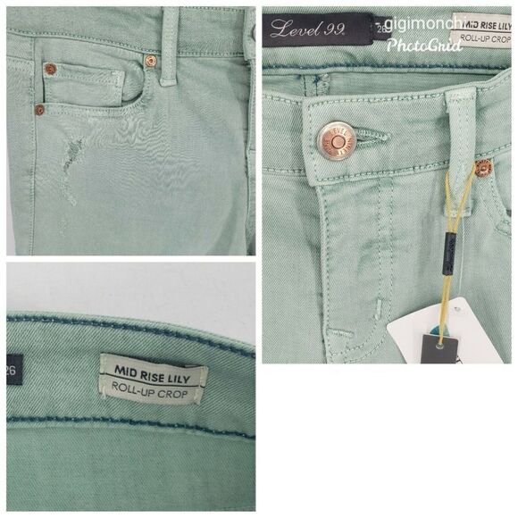 Level 99  Mid rise Lily Crop Rollup Jean Mint New - Picture 9 of 11